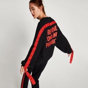 Zara Sweaters - ZARA PULLOVER WITH RED TRIM TAPE Zara Sweaters - ZARA PULLOVER WITH RED TRIM TAPE